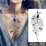 Waterproof Temporary Tattoo Sticker Black Dragon Snake Totem Peony Rose Flower Flash Tatto Women Men Arm Body Art Fake Tattoos