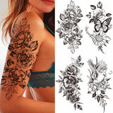 Big Rose Waterproof Temporary Tattoo Flower Butterfly Bird Hipster Fashion Woman Fake Body Arm Sticker Man Tatoo Art Leg Totem