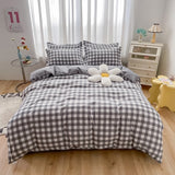 100% Cotton Green Plaid Bedding Set,Nordic Bed Cover 90,Skin Friendly, Duvetcover&2pcs Pillowcase,No Bed Sheet