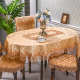 Oval Table Cloth Satin Embroidered Fold Tea Table Europe Dining Table Cover Tablecloth Table Lace Art Dust Cover Chair Cover