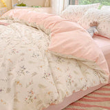 Ins Pink Flowers Bedding Set Flat Bed Sheet Duvet Cover Twin Full Queen Nordic Bed Linen Boy Girl Bedding Sets Flower Cherry