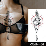 Waterproof Temporary Tattoo Sticker Black Dragon Snake Totem Peony Rose Flower Flash Tatto Women Men Arm Body Art Fake Tattoos