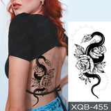 Waterproof Temporary Tattoo Sticker Black Dragon Snake Totem Peony Rose Flower Flash Tatto Women Men Arm Body Art Fake Tattoos