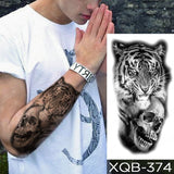 Waterproof Temporary Tattoo Sticker Lion Family Flash Tatto Tiger Wolf Moon Crown Flower Body Art Arm Fake Tatoo Men Women