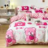 Cotton Home Textile Rose Floral Bedding Set Boy Girl Duvet Cover Flat Sheet Pillowcase Aesthetic Bedcloth Double Queen Bed Linen