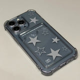 Korean INS Transparent Star Phone Case Can Put Photos for IPhone 13 14 11 12 Pro XS Max X XR Punk Fashion Shockproof Soft Case