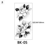 Sexy Black Flower Temporary Tattoos For Women Thigh Men Fake Moon Rose Compass Fake Tatoos Forearm Arm Sleeve Tattoo Stickers