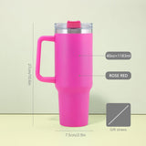 40oz Cute Stainless Steel Thermos Mug Cup with Straw Lid Handle Thermal Flask for Coffee Milk Keep Warm Cool Water Bottle