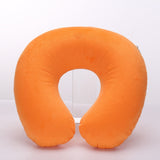 Travel Office Headrest U-shaped Inflatable Short Plush Cover + PVC Inflatable Pillow Pillow Support Cushion Neck Pillow 9 Colors