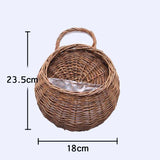 Hand Made Wicker Rattan Flower Planter Wall Hanging Wicker Rattam Basket Garden Vine Pot Plants Holder Garden Pots