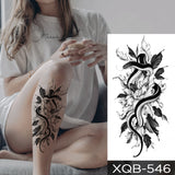 Waterproof Temporary Tattoo Sticker Black Dragon Snake Totem Peony Rose Flower Flash Tatto Women Men Arm Body Art Fake Tattoos