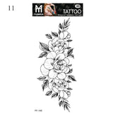 Sexy Black Flower Temporary Tattoos For Women Thigh Men Fake Moon Rose Compass Fake Tatoos Forearm Arm Sleeve Tattoo Stickers