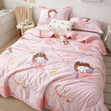 Cute Space Bear Printed Spring Summer Comforter Adults Children Soft Breathable Quilting Quilt Single Double Bed Blanket Quilts