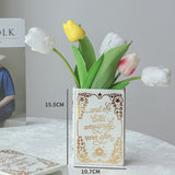 Luxury Ceramic Gold Book Vase Northern European Modern Flower vaseTable Vase Wedding Hydroponics Room Plant Vase Decoration