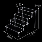 1-5 Tier Acrylic Wooden Display Stand Ransparent Ladder Shelf Hand-made Figure Toy Animation Car Model Perfume Storage Rack