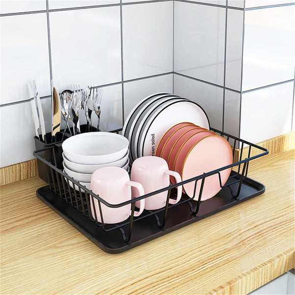 Double-layer Metal Kitchen Dish Bowl Drying Rack with Drainboard Dish ...