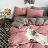 Solid Color Duvet Cover Set Single Double King Size Quilt Cover Set  Bed Hotel Home Skin Friendly Fabric Bedding Sets