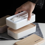 Microwave Double Layer Lunch Box Wooden Style Bento Box Portable Container Box BPA Free Bento Lunch Box Lunchbox Bento Food Box