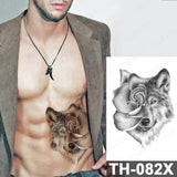Waterproof Temporary Tattoo Sticker Lion Family Flash Tatto Tiger Wolf Moon Crown Flower Body Art Arm Fake Tatoo Men Women