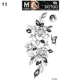 Sexy Black Flower Temporary Tattoos For Women Thigh Men Fake Moon Rose Compass Fake Tatoos Forearm Arm Sleeve Tattoo Stickers