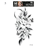 Sexy Black Flower Temporary Tattoos For Women Thigh Men Fake Moon Rose Compass Fake Tatoos Forearm Arm Sleeve Tattoo Stickers