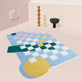 Nordic Style Checkerboard Plush Living Room Carpet Irregular Shaped Creative Home Decoration Girl Bedroom Sofa Lounge Large Rugs