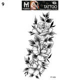 Sexy Black Flower Temporary Tattoos For Women Thigh Men Fake Moon Rose Compass Fake Tatoos Forearm Arm Sleeve Tattoo Stickers