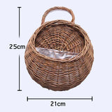 Hand Made Wicker Rattan Flower Planter Wall Hanging Wicker Rattam Basket Garden Vine Pot Plants Holder Garden Pots