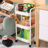 4 3-Tier Plastic Rolling Utility Cart Multi-Functional Storage Trolley for Bedroom Kitchen Movable Storage Organizer with Wheels