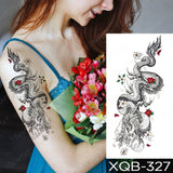 Waterproof Temporary Tattoo Sticker Black Dragon Snake Totem Peony Rose Flower Flash Tatto Women Men Arm Body Art Fake Tattoos