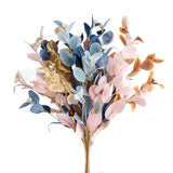 Artificial Flowers Eucalyptus Leaves Branch Fake Plant Decoration for Wedding Home Flower Arrangement Blue Pink Eucalyptus Decor