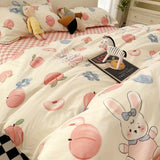 Ins Style Bedding Set Fashion Solid Color Washable Duvet Cover Pillowcases Sheet for Student Dormitory Soft Home Textile