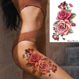 Black Flower Rose Waterproof Temporary Bird Snake Sexy Body Arm Leg Gem Henna Tattoo Fashion Big Fake Sleeve Sticker