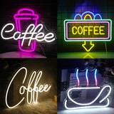 Coffee Neon Sign Luminous LED Sign for Cafe Bar Resturant USB Letter Neon Light Signs Wall Decor Beer Pub Bedroom Birthday Party