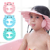 Cute Baby Bath Shower Cap Adjustable Kids Infant Girl Boy Ear Protection Shampoo Cap Children Hair Wash Hat Head Cover