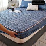 Thicken quilted mattress protector cover couple luxury double bed elastic fitted sheet style king size protection pad 180