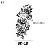 Sexy Black Flower Temporary Tattoos For Women Thigh Men Fake Moon Rose Compass Fake Tatoos Forearm Arm Sleeve Tattoo Stickers