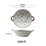 780ml Japanese Soup Bowl With Handle Ceramic Salad Bowl Kitchen Tableware Pasta Dish Bowl Microwave Oven Bakware Pan