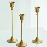 3pc Candlestick Holders Kit Brass Gold Candlestick Set Candle Holders Decorative Candlestick Stand for Wedding Party Dinning