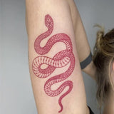 Black Snake Temporary Tattoo Stickers for Women Men Body Waist Waterproof Fake Tattoo Dark Wine Big Size Snake Tattoo New