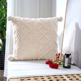 Nordic Decorative Home Pillow Case With Pompom Ball Fluffy Soft Throw Pillow Cover For Sofa Bedroom White 45x45