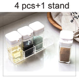 Transparent Spice Jar Set Salt and Pepper Seasoning Bottle Colorful Lid Kitchen Condiment Cruet Storage Container Base