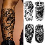 New Waterproof Temporary Tattoo Sticker Lion King Tiger Wolf Forest Mechanical Wild Boat Men Body Art Arm Fake Tatoo Women