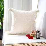 Nordic Decorative Home Pillow Case With Pompom Ball Fluffy Soft Throw Pillow Cover For Sofa Bedroom White 45x45