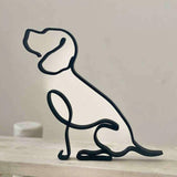 Dog Art Sculpture Metal Dog Room Decor Abstract Minimalist Art Iron Figurines Office Desktop Accessories For Home Decorations