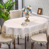 Oval Table Cloth Satin Embroidered Fold Tea Table Europe Dining Table Cover Tablecloth Table Lace Art Dust Cover Chair Cover