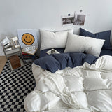 Solid Color Duvet Cover Set Single Double King Size Quilt Cover Set  Bed Hotel Home Skin Friendly Fabric Bedding Sets
