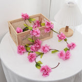 230cm Pink White Cherry Blossom Silk Artificial Vine Sakura Hanging Flowers For Wedding Home Wall Decoration Fake Leavse Garland