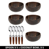 Natural Coconut Bowl Wooden Handmade Coconut Bowls for Eating Tableware with Spoon Dessert Fruit Salad Mixing Rice 12-15cm