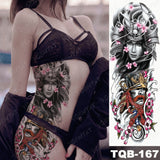 Large Full Arm Sleeve Tattoo Japanese Traditional Samurai Waterproof Temporary Tatoo Sticker Totem Men Women Phoenix Fake Tatto